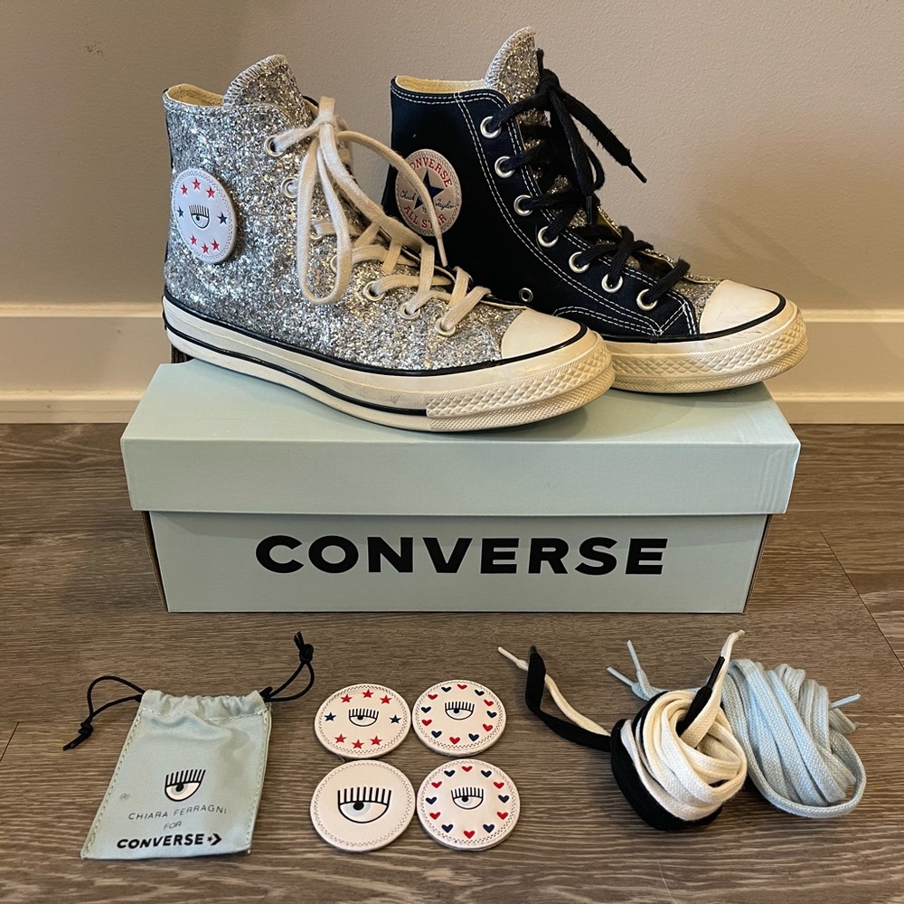 US 7/ EU 37.5 Converse Chuck Taylor All Star x Chiara Ferragani (Black/Silver)